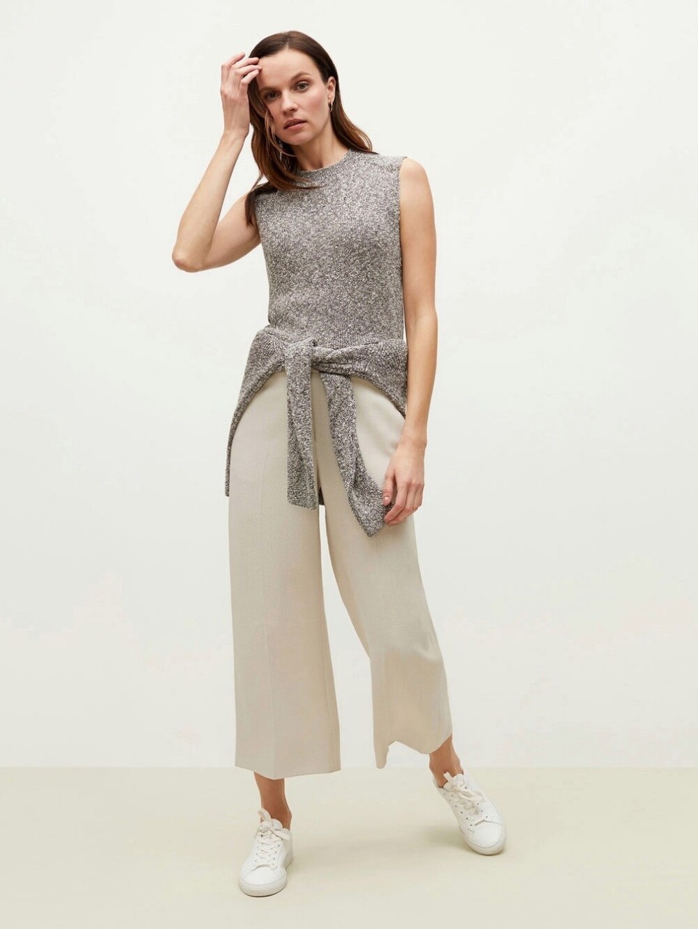 Mm Lafleur Anderson wide leg pants Bone ivory ecru white ankle women's size 12